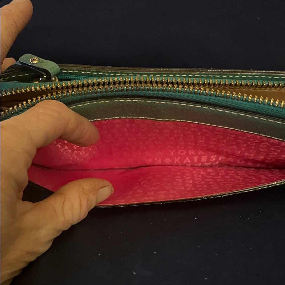 kate spade teal pebbled leather wristlet clutch - Picture 10 of 10